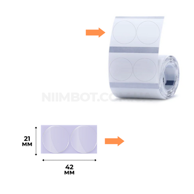 Этикетки Круглые Прозрачные 42х21 мм 305 шт для NIIMBOT B21, B3S, B1