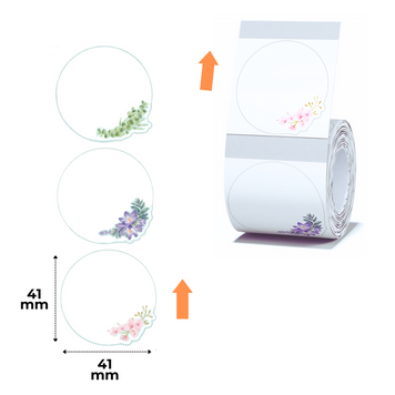 Етикетки Круглі Прозорі з малюнком Квіти 41х41 мм 170 шт для NIIMBOT B21, B3S, B1