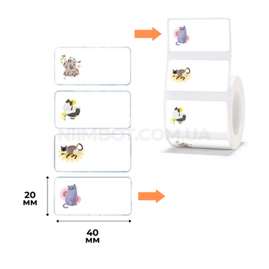 Этикетки с рисунком Cat 40х20 мм 320 шт для NIIMBOT B21, B3S, B1