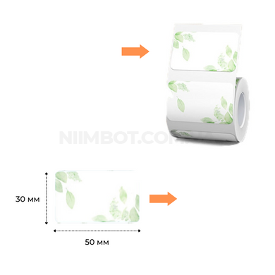 Этикетки с рисунком Leaf 50х30 мм 230 шт для NIIMBOT B21, B3S, B1